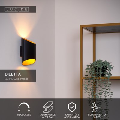 Lucide DILETTA - Lámpara de pared - 1xG9 - Negro